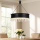 Chandelier | 4 Bulb | Metal Frame | Crystal Accents | Black
