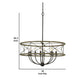 Round Wooden Frame Pendant Fixture with Metal Lattice Design Dark Bronze By Casagear Home BM224924