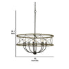 Round Wooden Frame Pendant Fixture with Metal Lattice Design Dark Bronze By Casagear Home BM224924