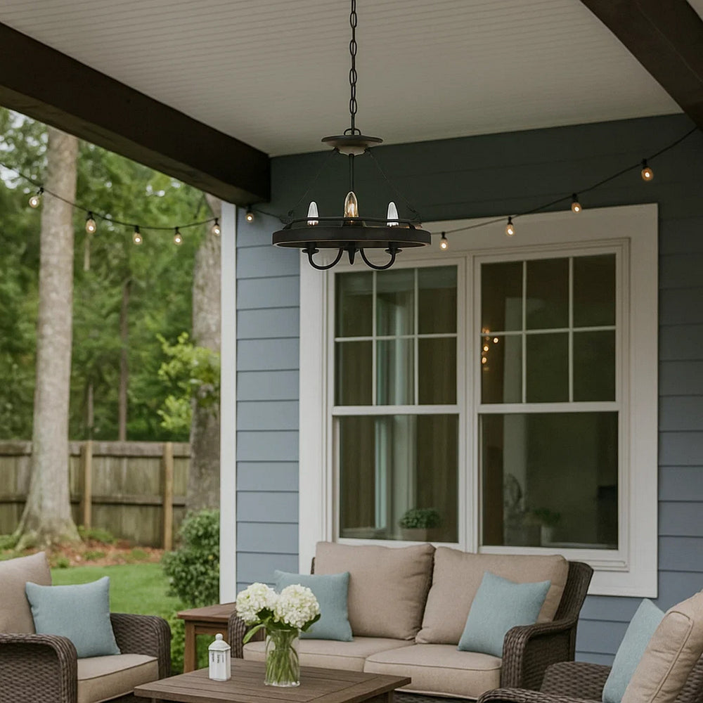 Pendant Fixture | 60W x 3 | Metal Frame | Hardwired | Textured Gray