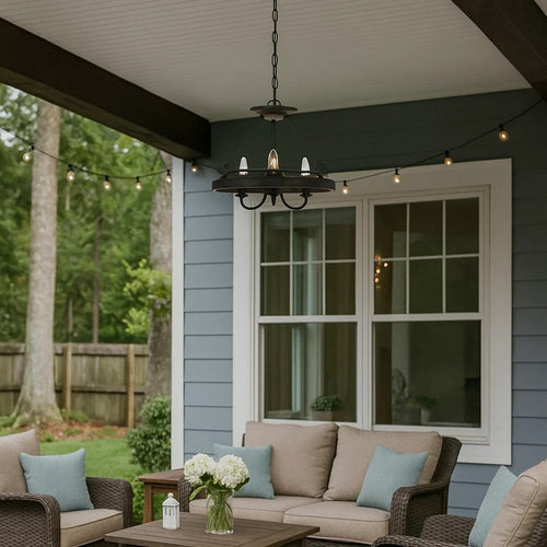 Pendant Fixture | 60W x 3 | Metal Frame | Hardwired | Textured Gray