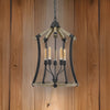 Pendant Fixture | 5 Bulb | Wood & Metal Frame | Brown & Black