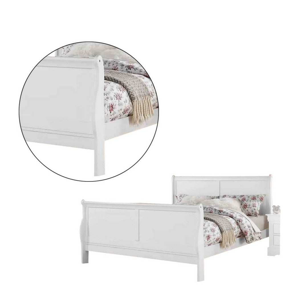 Sleigh Design Full Size Bed with Sleek Legs White BM225044