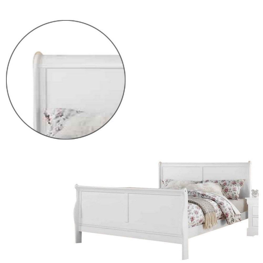Sleigh Design Full Size Bed with Sleek Legs White BM225044