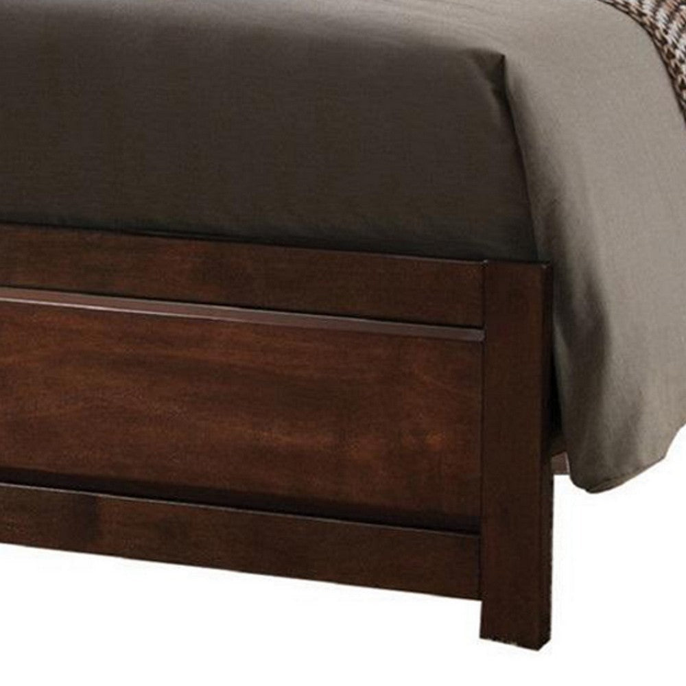 Raised Panel Design Wooden Eastern King Bed with Sleek Legs Walnut Brown By Casagear Home BM225057