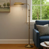 Floor Lamp | Rectangular Metal | Adjustable Pole | Gold