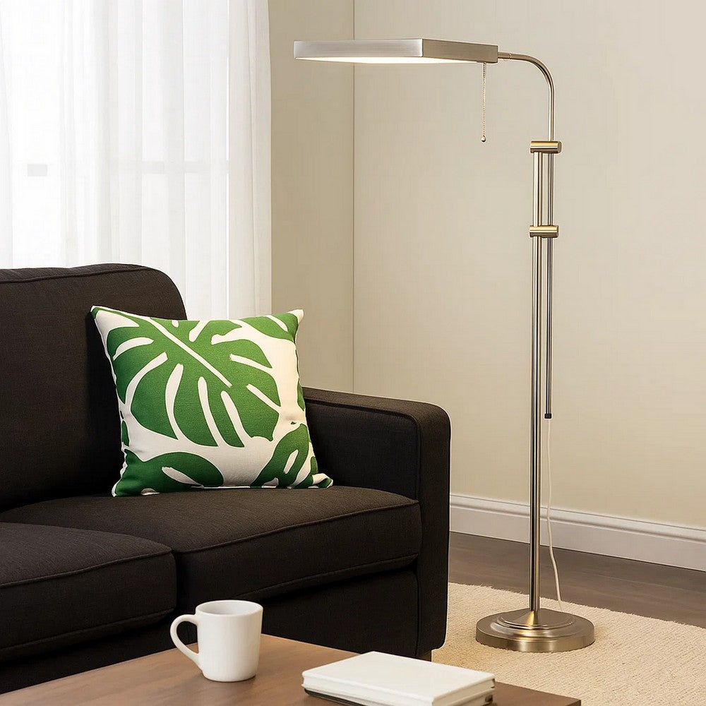 Floor Lamp | Rectangular Metal | Adjustable Pole | White