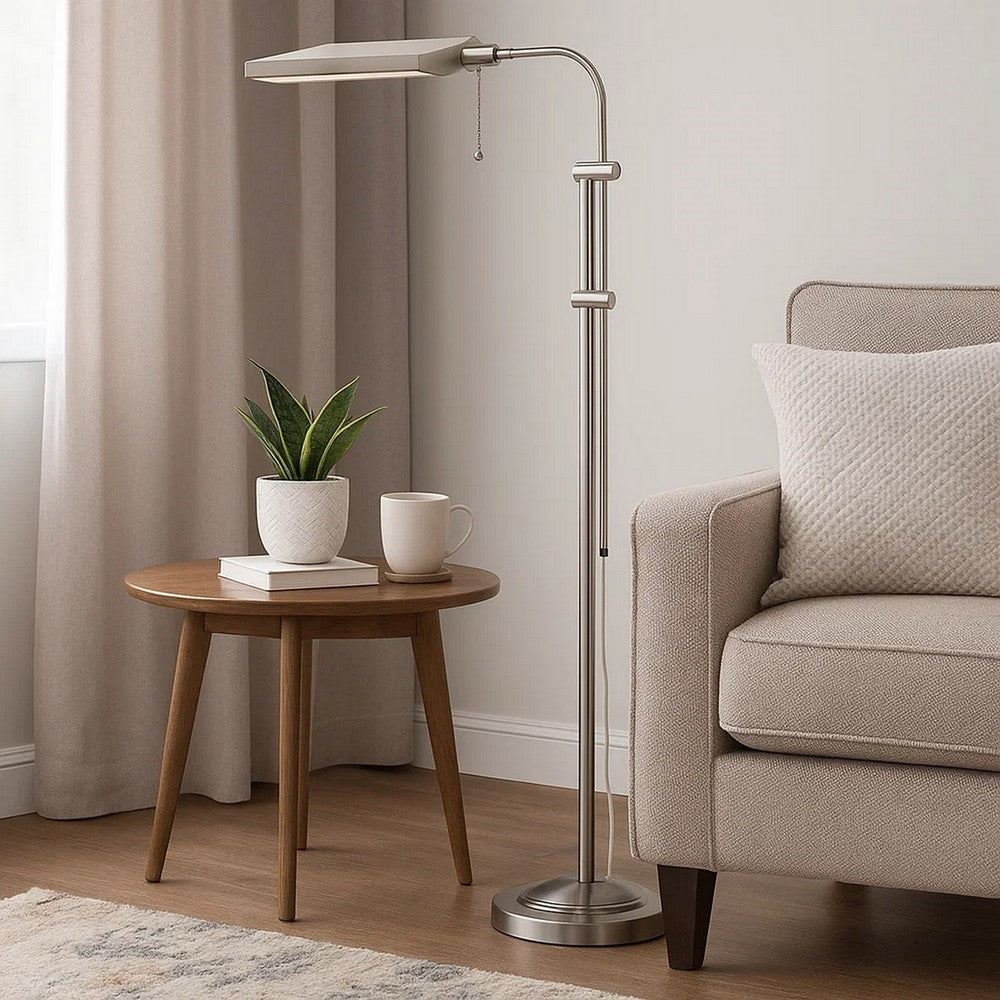 Floor Lamp | Rectangular Metal | Adjustable Pole | White