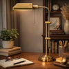 Desk Lamp | Rectangular Metal | Adjustable Pole | Gold