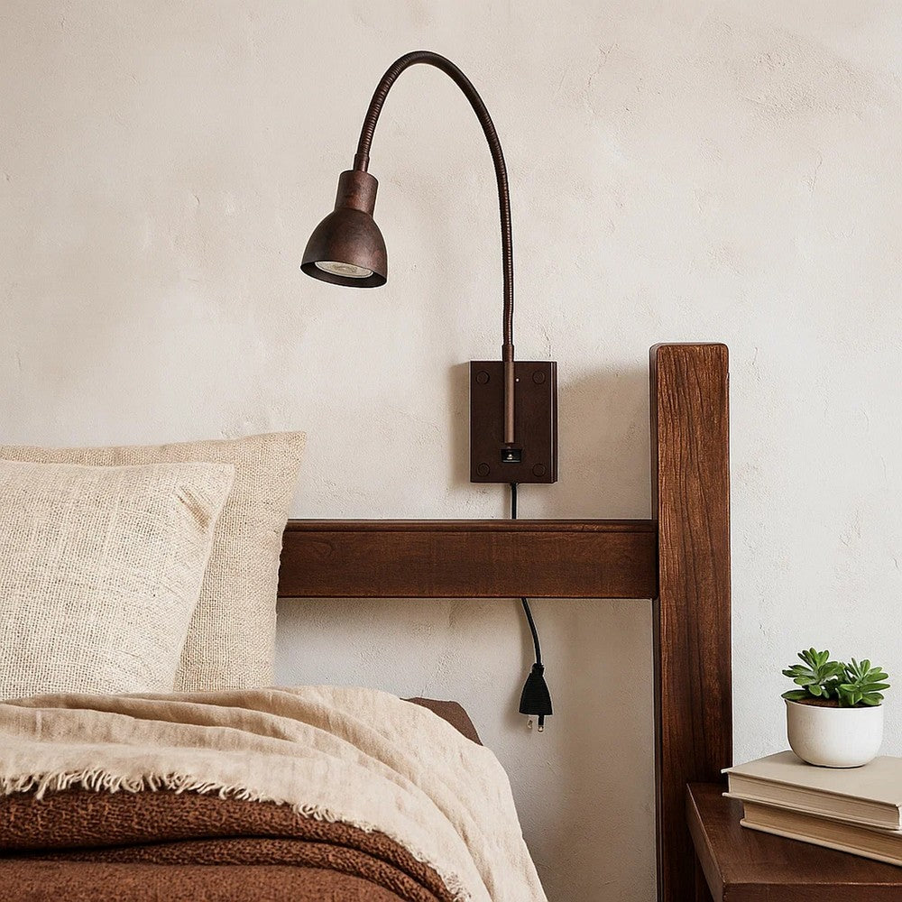 Wall Lamp | Round Metal | Plug-In Switch | Bronze