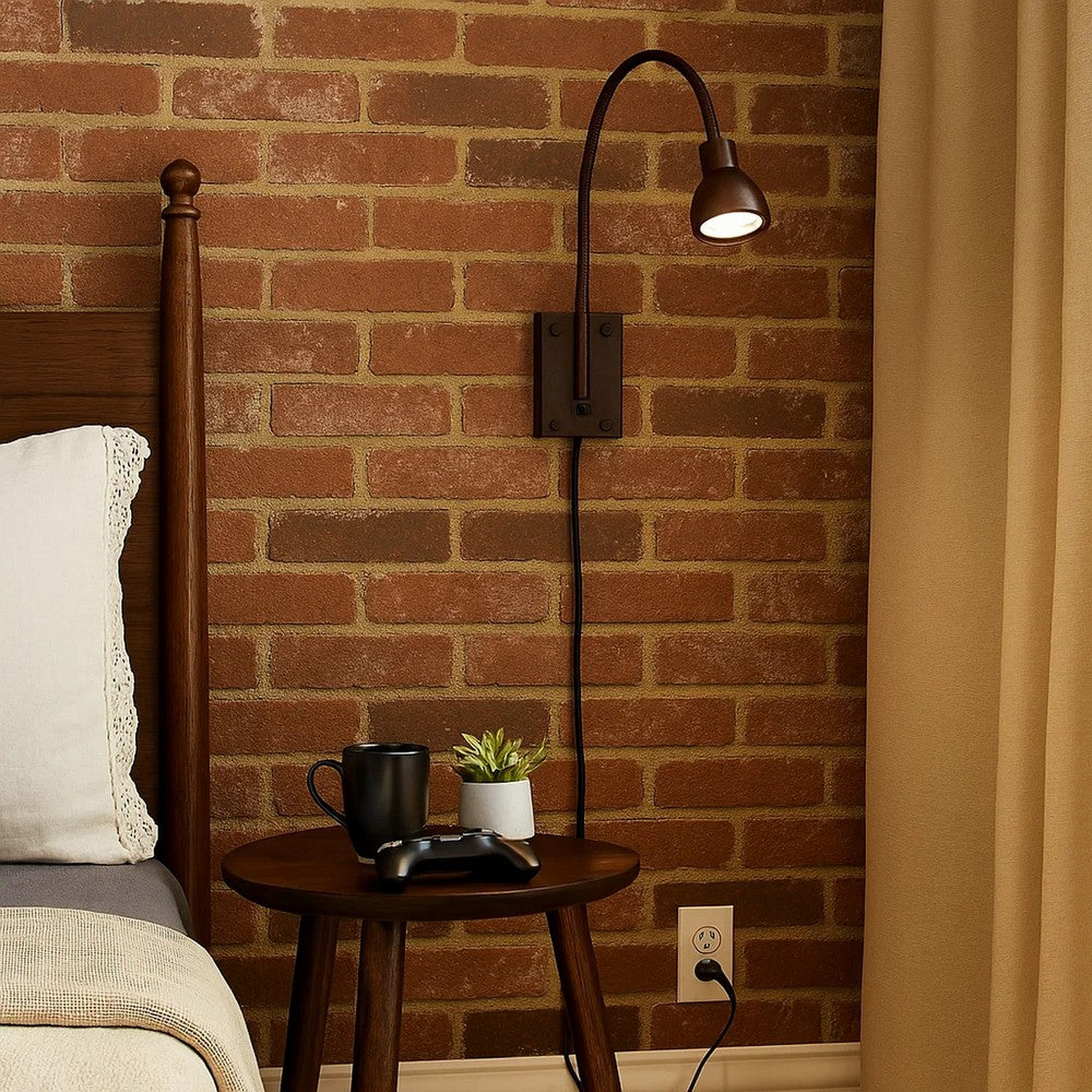 Wall Lamp | Round Metal | Plug-In Switch | Bronze