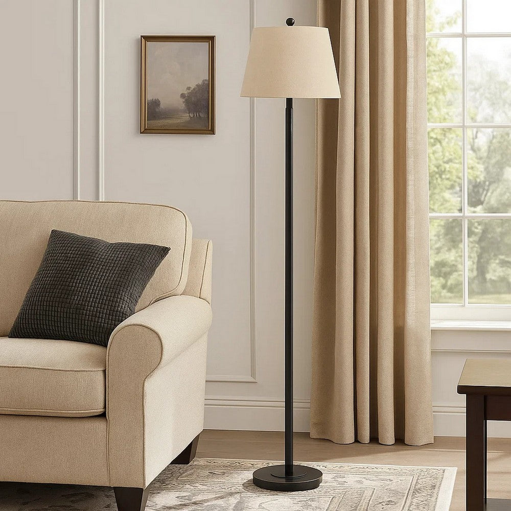 Floor Lamp | Round Metal | 3 Way | Spider Shade | Dark Bronze