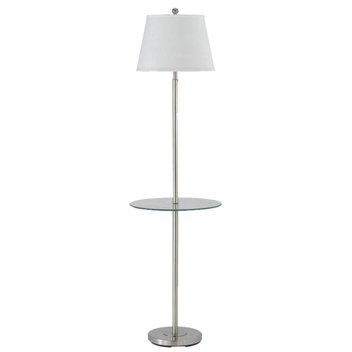 Floor Lamp | Round Metal | 3 Way | Spider Shade | Silver & Brown
