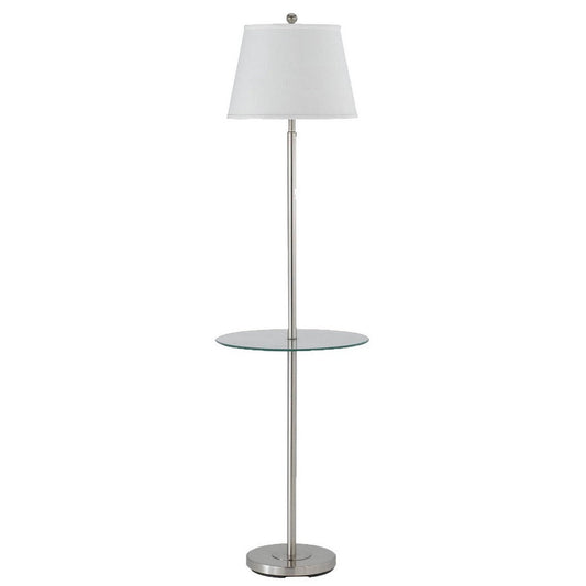Floor Lamp | Round Metal | 3 Way | Spider Shade | Silver & Brown