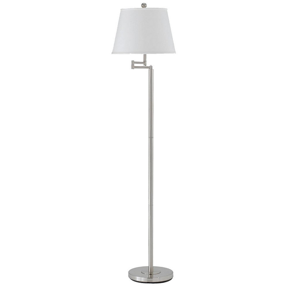 Floor Lamp | Round Metal | 3 Way | Spider Shade | Silver & White