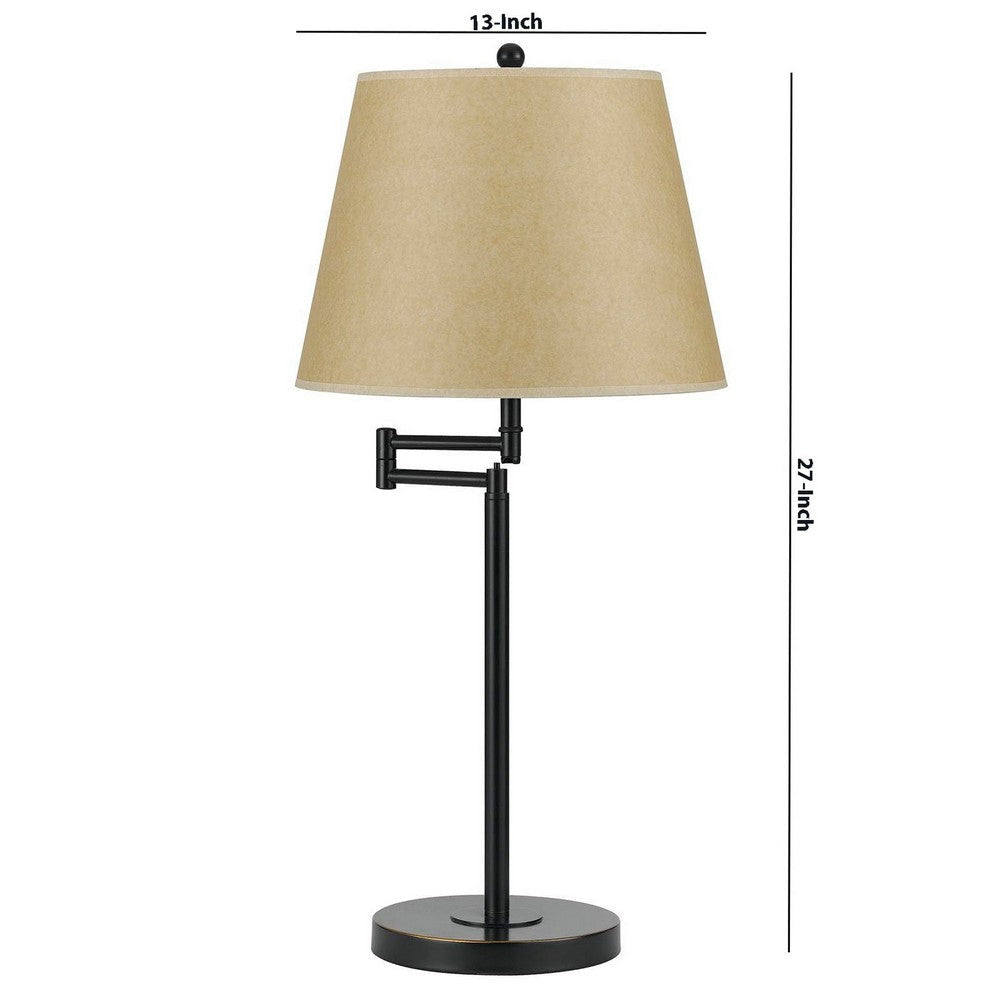 Metal Round 3 Way 27’’ Table Lamp with Spider Type Shade Bronze and Brown By Casagear Home BM225114