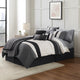 Comforter Set | 7 Piece Queen | Cotton | Geometric Print | Gray & Black