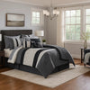 Comforter Set | 7 Piece Queen | Cotton | Geometric Print | Gray & Black
