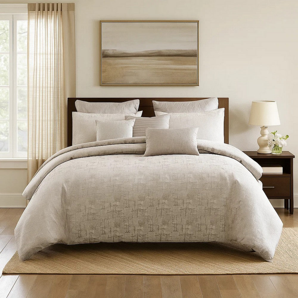 Comforter Set | 10 Piece King | Jacquard Print | Gray