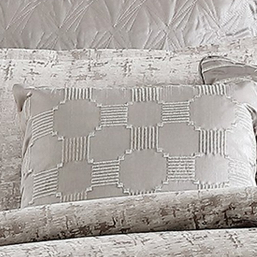 9 Piece Queen Polyester Comforter Set with Jacquard Print Gray By Casagear Home BM225158