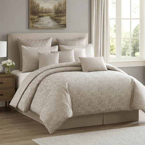 Comforter Set | 9 Piece Queen | Jacquard Print | Gray