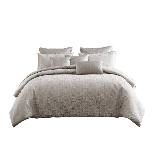 Comforter Set | 9 Piece Queen | Jacquard Print | Gray