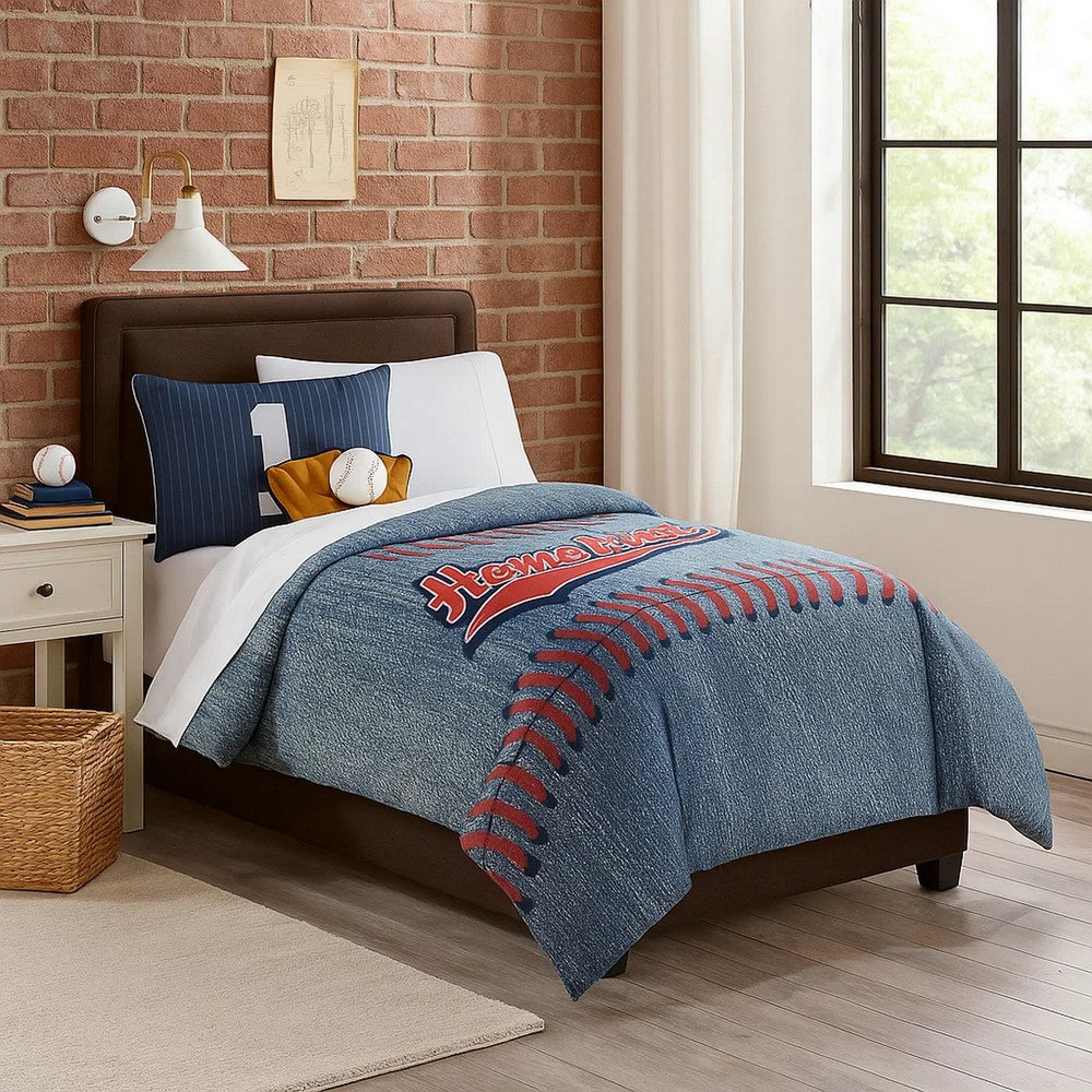 Comforter Set | 6 Piece Full | Baseball Print | Blue
