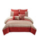 Comforter Set | 8 Piece King | Geometric Embroidery | Orange