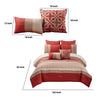 8 Piece King Polyester Comforter Set with Geometric Embroidery, Orange By Casagear Home