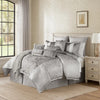 Comforter Set | 12 Piece Queen | Medallion Print | Platinum Gray