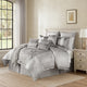 Comforter Set | 12 Piece Queen | Medallion Print | Platinum Gray