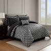 Comforter Set | 6 Piece King | Geometric Print | Gray & Black