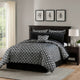 Comforter Set | 6 Piece Queen | Geometric Print | Gray & Black
