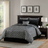 Comforter Set | 6 Piece Queen | Geometric Print | Gray & Black