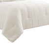 7 Piece Cotton Queen Comforter Set with Fringe Details, White By Casagear Home