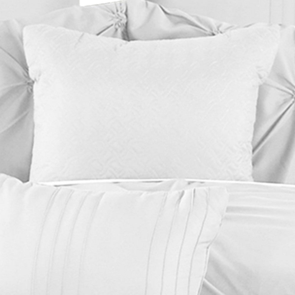 8 Piece Queen Polyester Comforter Set with Diamond Tufting White By Casagear Home BM225186