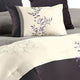 Comforter Set | 7 Piece Queen | Leaf Embroidery | Gray & Purple