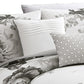 7 Piece Cotton King Comforter Set with Floral Print Gray and White By Casagear Home BM225191