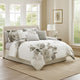 Comforter Set | 7 Piece | Cotton | King | Floral Print | Gray & White