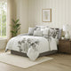 Comforter Set | 7 Piece | Cotton | Queen | Floral Print | Gray & White