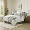 Comforter Set | 7 Piece | Cotton | Queen | Floral Print | Gray & White