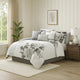 Comforter Set | 7 Piece | Cotton | Queen | Floral Print | Gray & White
