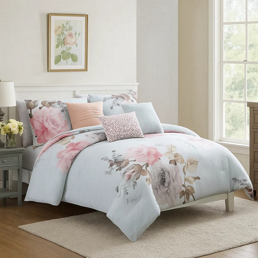 Comforter Set | 7 Piece King | Floral Print | Multicolor