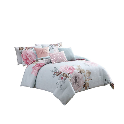 Comforter Set | 7 Piece King | Floral Print | Multicolor