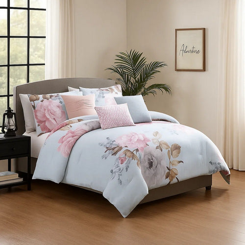 Comforter Set | 7 Piece Queen | Floral Print | Multicolor