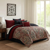 Comforter Set | 10 Piece King | Medallion Print | Red & Blue
