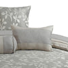 Queen Size 7 Piece Fabric Comforter Set with Leaf Prints Gray By Casagear Home BM225198