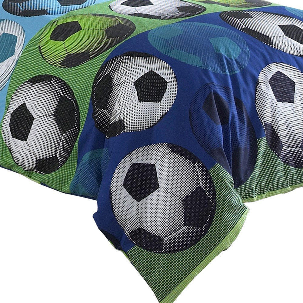 Comforter Set | 3 Piece Twin | Soccer Theme | Multicolor