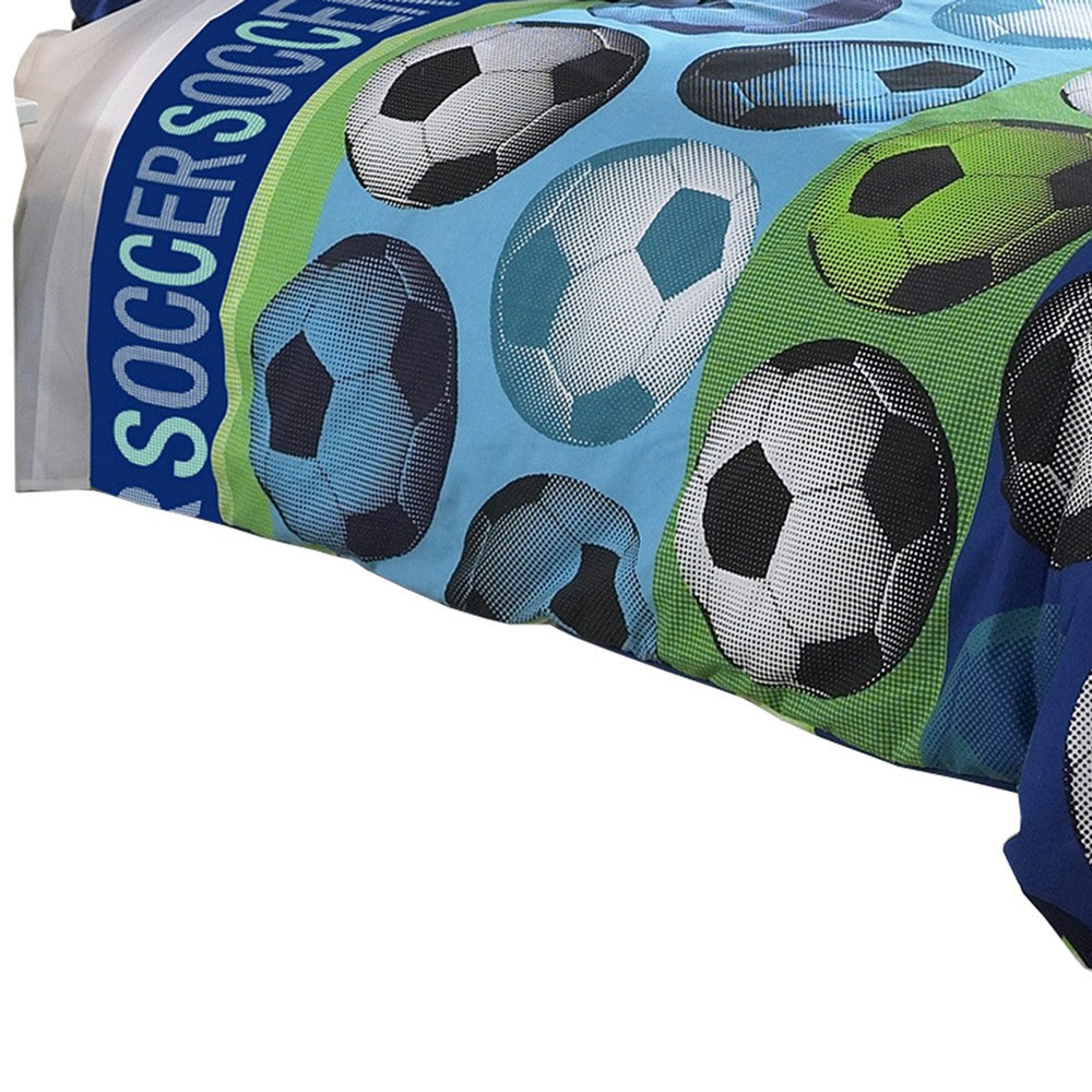 Comforter Set | 3 Piece Twin | Soccer Theme | Multicolor