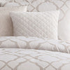 10 Piece King Size Fabric Comforter Set with Quatrefoil Prints White By Casagear Home BM225201